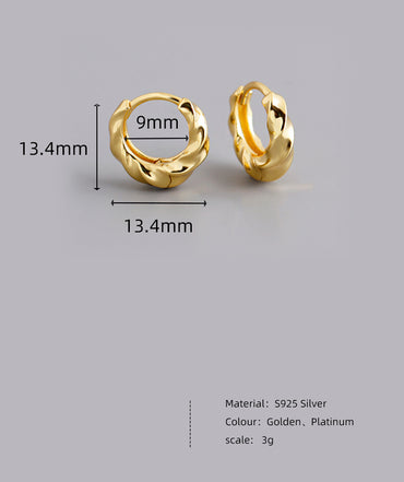 Golden Circle Personality Twisted High Sense S925 Sterling Silver Ear Clip