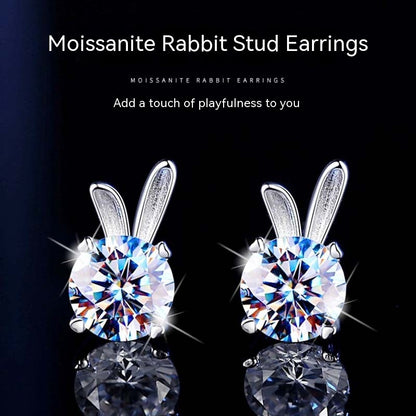 Women's Rabbit Moissanite Sterling Silver Earrings