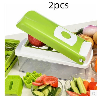 12pcs Multifunctional Vegetable Chopper Handle Food Grate Food Chopper Vegetable Slicer Dicer Cut Kitchen Gadgets