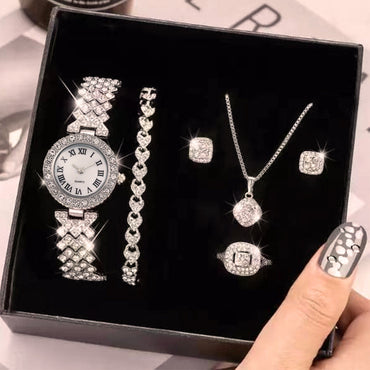 Full Diamond Luxury Bracelet Watch Suit Women's Quartz