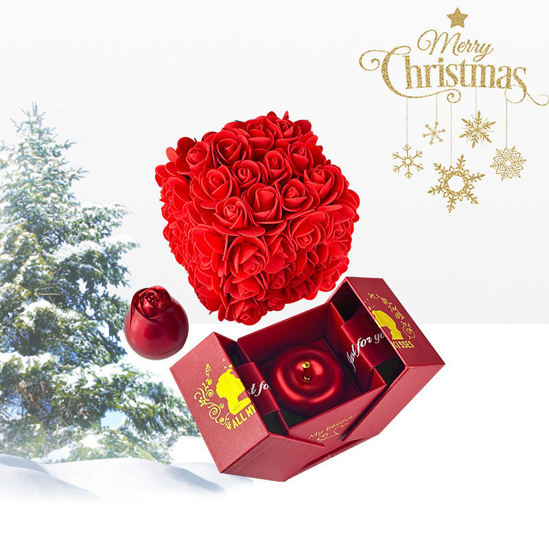 Saint Valentin Cadeau Savon Rose Coffret Cadeau Cristal Pendentif Collier Fleur Éternelle Coffret À Bijoux Cadeau D'anniversaire De Mariage Pour Petite Amie