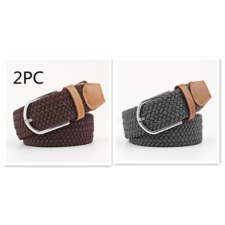 Women's Canvas Student Casual Stretch Braided Needle Buckle Belt - Youthful Confidence