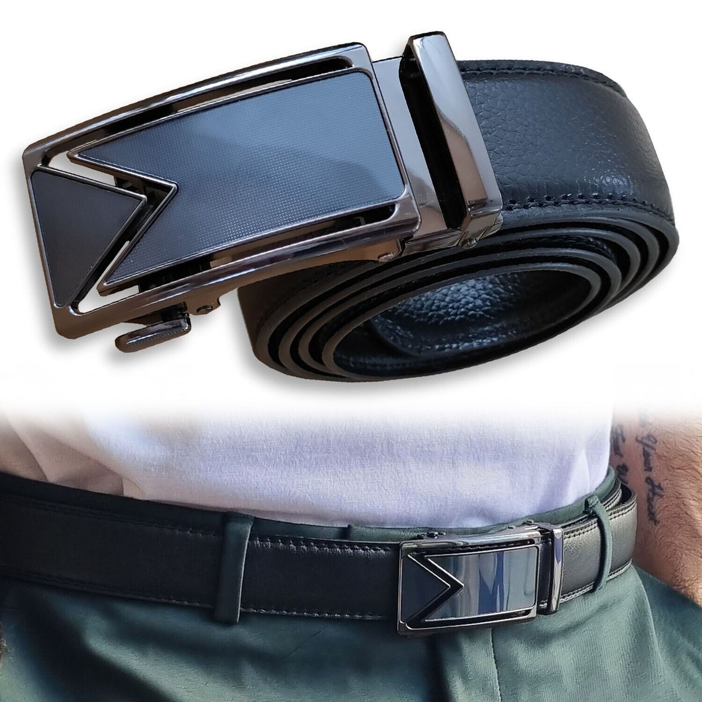 Microfiber Leather Mens Ratchet Belt Belts For Men Adjustable Automatic Buckle