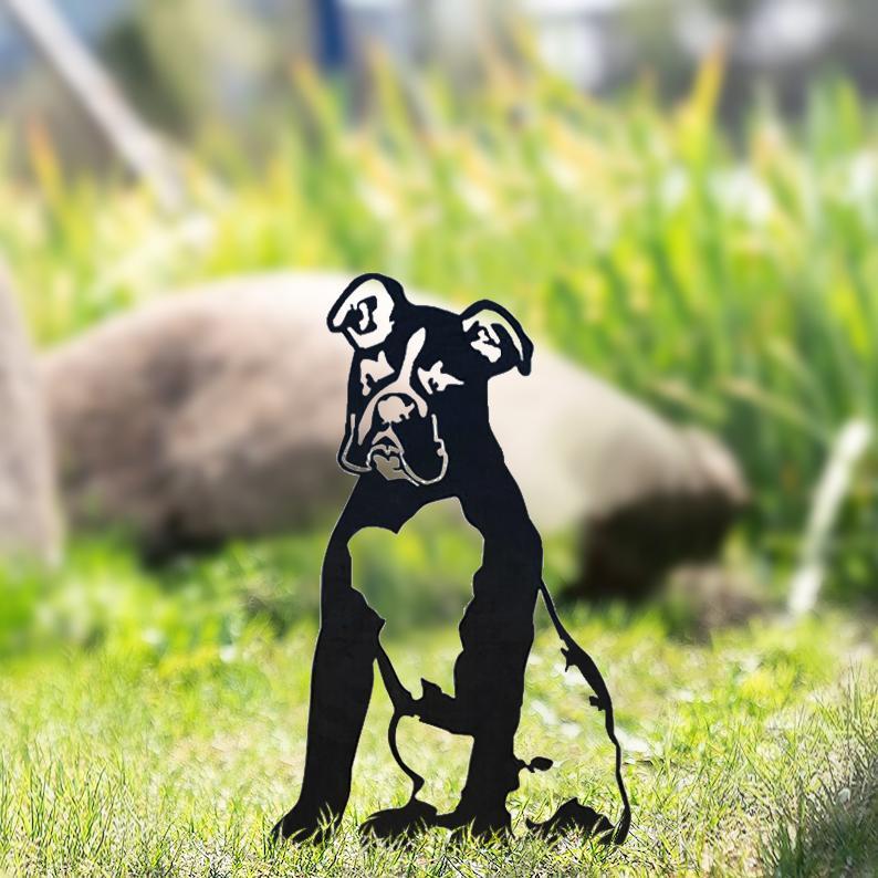 Metal Dog Silhouette Garden Patio Decoration