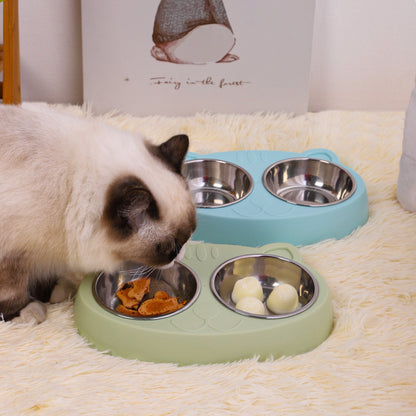 Gamelles pour Chiens Doubles Bols d'eau et de Nourriture pour Chiens Bols en Acier Inoxydable avec Station de résine antidérapante, Bols d'alimentation pour Animaux de Compagnie pour Chiot Chiens de Taille Moyenne Chats