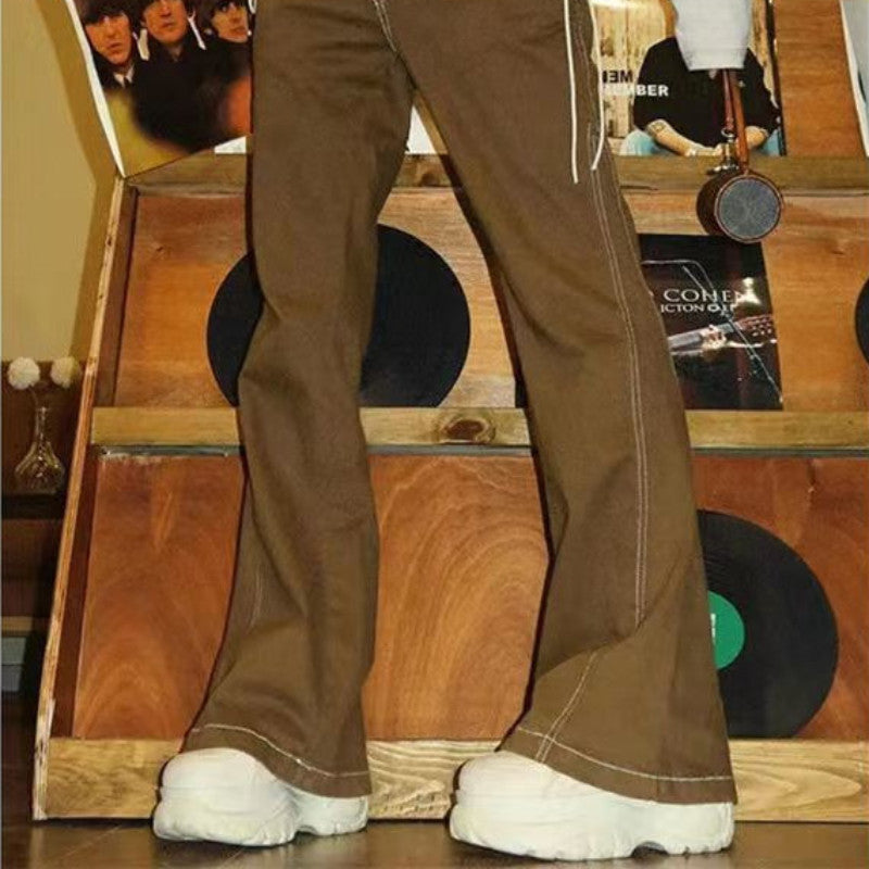 Retro American Low-waisted Tight Micro-flared Pants Girl