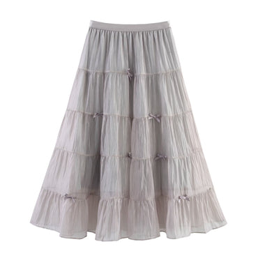 Professional Three-Dimensional Bow Fairy Gauze Cake Skirt - Polyester Multi-Layer (5 Colors, Free Size, College Style)