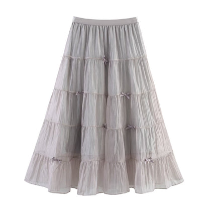 Professional Three-Dimensional Bow Fairy Gauze Cake Skirt - Polyester Multi-Layer (5 Colors, Free Size, College Style)