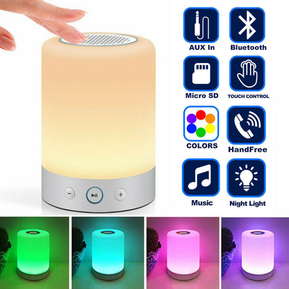 Wireless Night Light Bluetooth Speaker Color Changing Touch Control Desk Lamp