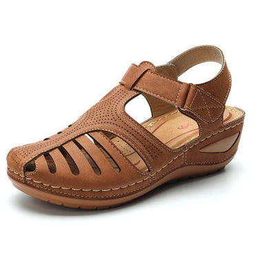 Women's Plus Size Retro Sandals Round Toe Wedge Sandals