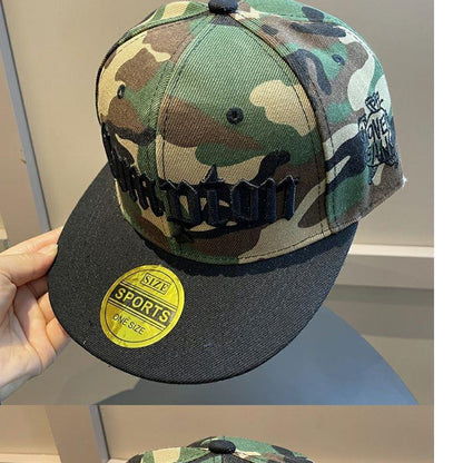 Men's Summer Wide Brim Camouflage Hip Hop Spring And Autumn Korean Style Trendy Big Head Circumference Flat Brim Baseball Hat