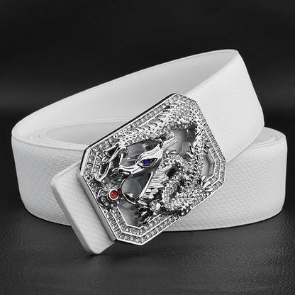 Men's Faucet Belt White Golden Smooth Buckle - Luxurious Flow