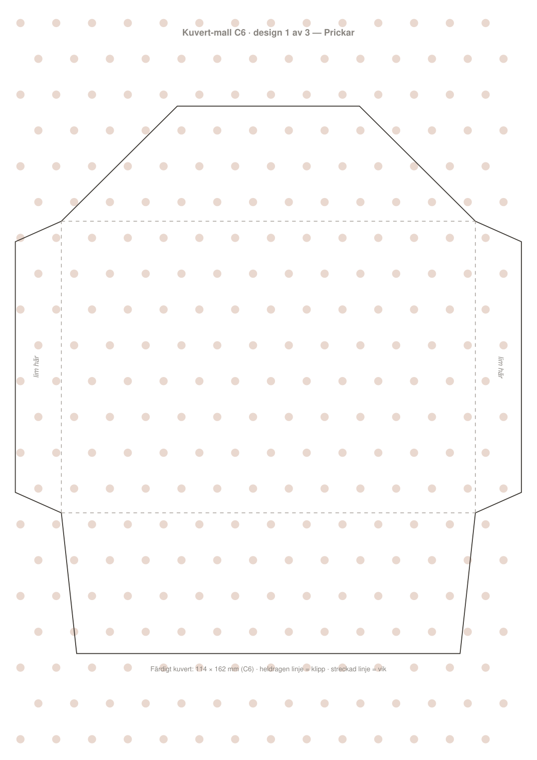 Kuvert-mall C6 — 3 printbara designer (PDF)