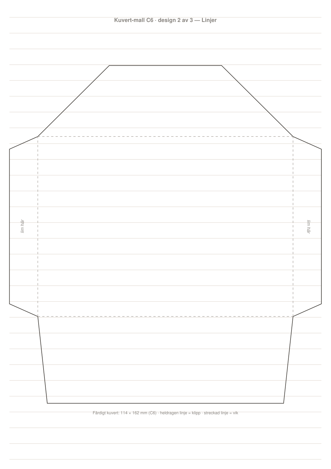 Kuvert-mall C6 — 3 printbara designer (PDF)