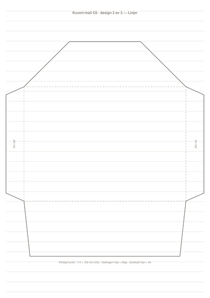 Kuvert-mall C6 — 3 printbara designer (PDF)