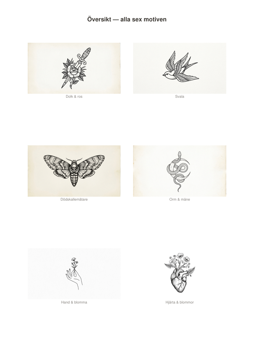 Flash-ark vol. 1 — 6 original tatueringsmotiv som skissunderlag (PDF + PNG)